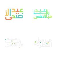 meravigliosamente ornato eid mubarak calligrafia vettore impostato