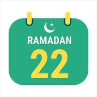 22 Ramadan celebrare con bianca e d'oro mezzaluna lune. e inglese Ramadan testo. vettore