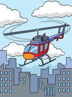 elicottero veicolo colorato cartone animato illustrazione vettore