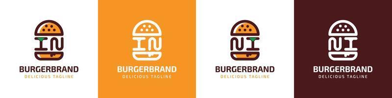 lettera nel e ni hamburger logo, adatto per qualunque attività commerciale relazionato per hamburger con nel o ni iniziali. vettore