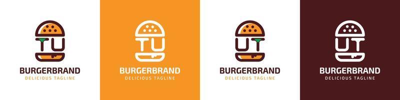 lettera tu e ut hamburger logo, adatto per qualunque attività commerciale relazionato per hamburger con tu o ut iniziali. vettore