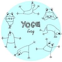 collezione yoga asana frog, schizzo a mano per tessile, confezionamento, carta da parati. vettore