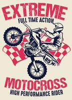 Vintage ▾ camicia design di motocross vettore