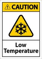 attenzione Basso temperatura simbolo e testo sicurezza cartello. vettore