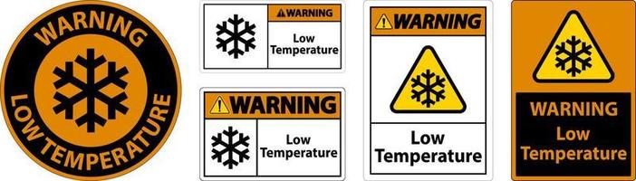 avvertimento Basso temperatura simbolo e testo sicurezza cartello. vettore