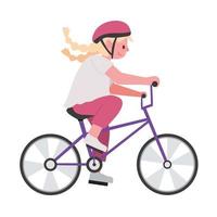 ragazza equitazione bicicletta cartone animato vettore