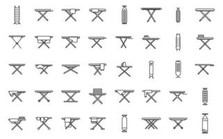 Stirare tavola icone impostato schema vettore. stoffa domestico vettore