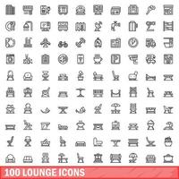 100 sala icone impostare, schema stile vettore