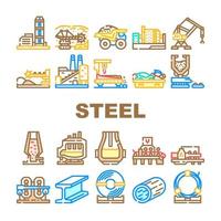 acciaio produzione industria metallo icone impostato vettore