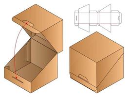 disegno del modello fustellato di imballaggio della scatola. Modello 3d vettore