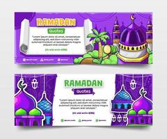 viola Ramadan citazione banner con mano disegnato moschee illustrazione vettore