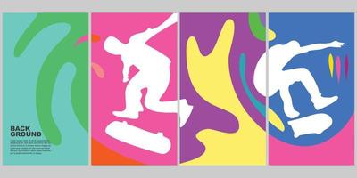 skateboard estate colore pop verticale sfondo impostato per manifesto sociale media vettore