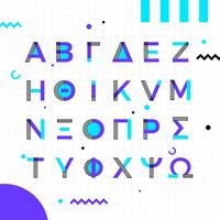 Alfabeto greco stile memphis vettore