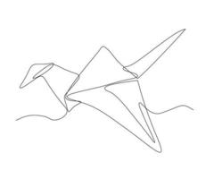 astratto origami uccello continuo uno linea disegno vettore