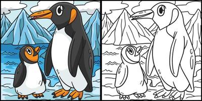 pinguino da colorare pagina illustrazione colorata vettore