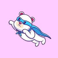 carino super eroe polare orso volante cartone animato vettore icone illustrazione. piatto cartone animato concetto. adatto per qualunque creativo progetto.