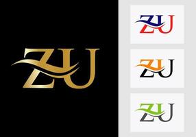 iniziale monogramma lettera zu logo design. zu logotipo modello vettore