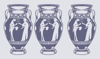scrosciante nero e bianca oinochoe vettore illustrazione - antico greco