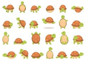 tartaruga animale domestico icone impostato cartone animato vettore. rettile conchiglia vettore