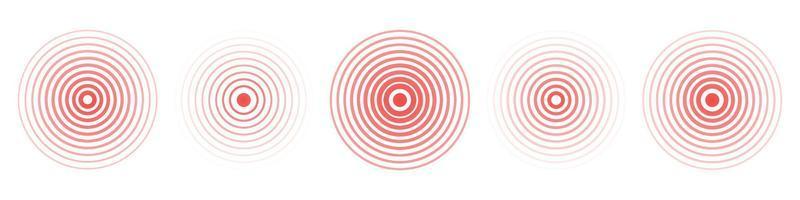 cerchio rosso terremoto icona impostare. il giro vibrazione grafico o rosso mettere in guardia radar. vettore isolato illustrazione