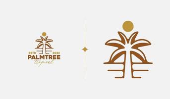 spiaggia ricorrere palma albero monolinea. universale creativo premio simbolo. vettore cartello icona logo modello. vettore illustrazione
