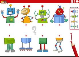 incontro metà di immagini con divertente robot educativo gioco vettore