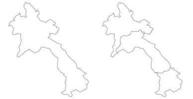 carta geografica di Laos impostato con bianco nero schema e divisione regione. vettore