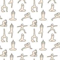 senza soluzione di continuità modello con sagome di ragazze fare yoga. il concetto di gli sport, mentale Salute. collezione di adesivi. vettore Immagine