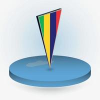 mauritius carta geografica nel il giro isometrico stile con triangolare 3d bandiera di mauritius vettore