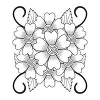 mano disegnato scarabocchio fiori, botanico floreale tropicale rami scarabocchio floreale simbolo, floreale ghirlanda, a mano libera margherita fiore, design elementi floreale colorazione pagine, e floreale vettore illustrazione