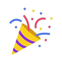 icona emoji - festa, coriandoli nel social network del club. buon compleanno cracker isolato icona vettore. illustrazione vettoriale