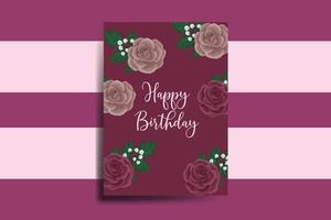 saluto carta compleanno carta digitale acquerello mano disegnato marrone rosa fiore design modello vettore