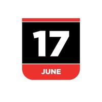 17 ° giugno calendario Data vettore icona. 17 giugno scritta.