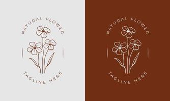 botanico floreale elemento mano disegnato logo con selvaggio fiore e le foglie. logo per terme e bellezza salone, boutique, biologico negozio, nozze, floreale progettista, interno, fotografia, cosmetico. gratuito vettore