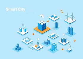 inteligente città concetto 3d isometrico Visualizza. vettore