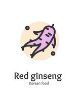 coreano cibo rosso ginseng cartello magro linea icona emblema concetto. vettore