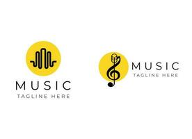 pulse musica elemento logo. musica logo design. cantante, registrazione, disco logo vettore. vettore