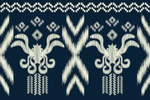 etnico ikat tessuto modello geometrico stile.africano ikat ricamo etnico orientale modello Marina Militare blu sfondo. astratto,vettore,illustrazione.per trama, abbigliamento, scraf, decorazione, tappeto. vettore