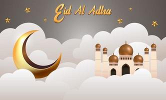 eid al adha mubarak il celebrazione di musulmano Comunità Festival sfondo disegno.vettore illustrazione. grigio sfondo. vettore