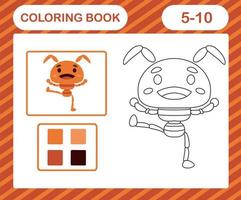 colorazione libro o pagina cartone animato carino formica, educazione gioco per bambini età 5 e 10 anno vecchio vettore