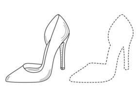 disegno schizzo sagoma sagoma di scarpe da donna alla moda. stile della linea e pennellate vettore