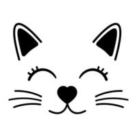 gatto viso vettore icona. bambino gatto illustrazione cartello. bambini animale domestico simbolo o logo.