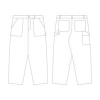 modello larghi in forma falegname pantaloni vettore illustrazione piatto design schema capi di abbigliamento collezione