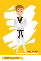 personaggi sportivi taekwondo player disegno vettoriale