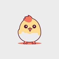 carino kawaii pollo chibi portafortuna vettore cartone animato stile