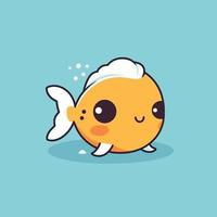 carino kawaii pesce chibi portafortuna vettore cartone animato stile