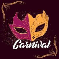 carta di festa invito carnevale con maschera di carnevale creativa vettore