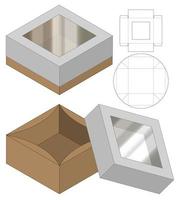 disegno del modello fustellato di imballaggio della scatola. Modello 3d vettore