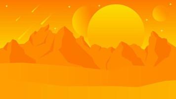 scienza finzione paesaggio vettore illustrazione. arancia giallo deserto pianeta paesaggio spazio Visualizza. finzione galassia di deserto montagna. scienza finzione vettore per sfondo, sfondo o illustrazione