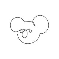uno singolo linea disegno di carino koala testa per attività commerciale logo identità. poco orso a partire dal Australia portafortuna concetto per in viaggio turismo campagna icona. continuo linea disegnare design vettore illustrazione.